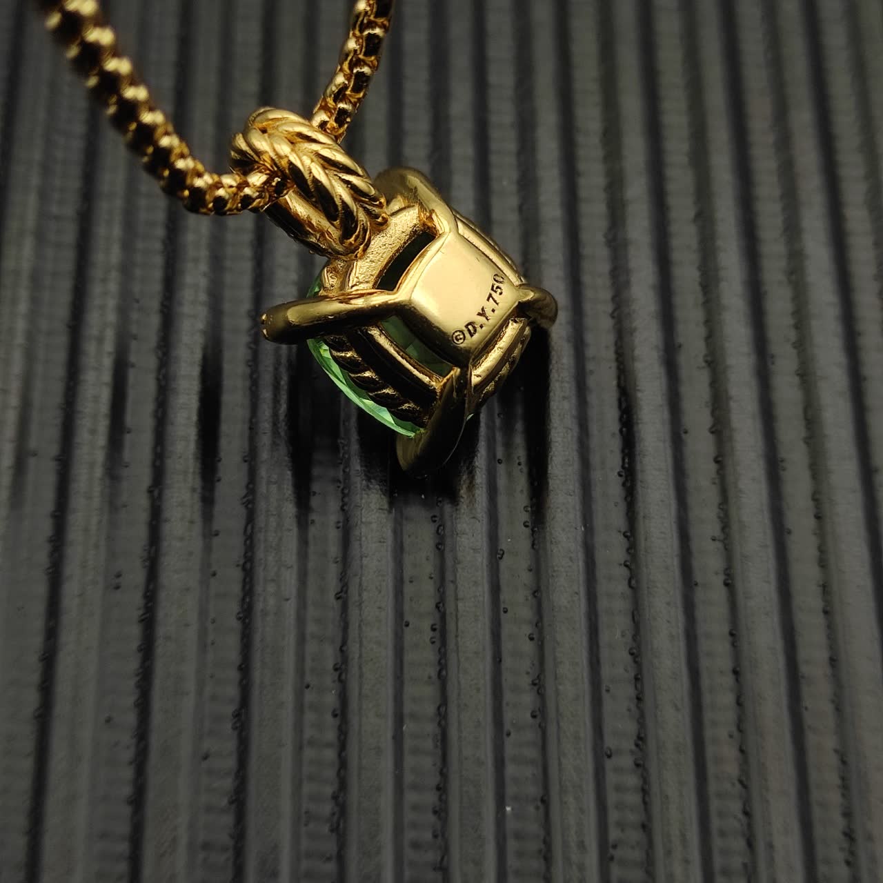 David Yurman Gold and Green Stone Necklace
